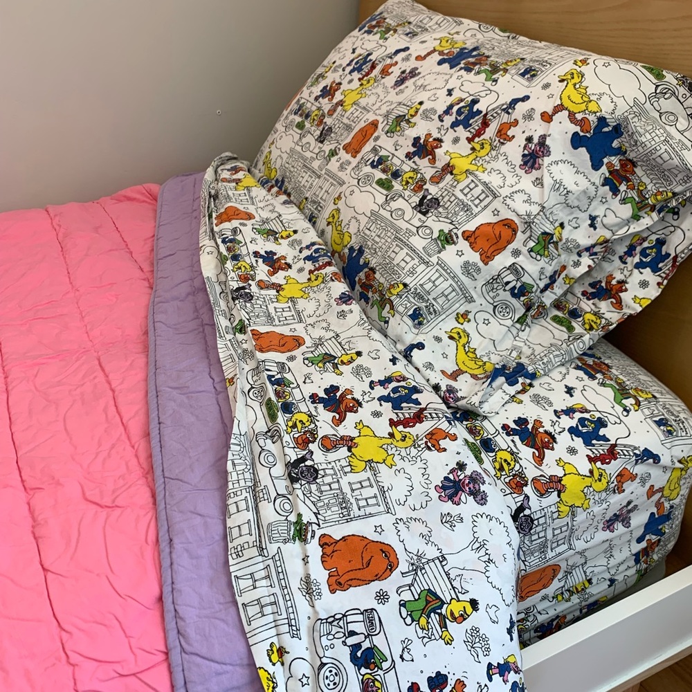 Land of Nod Abby Cadabby Quilt and Sesame Street Sheets